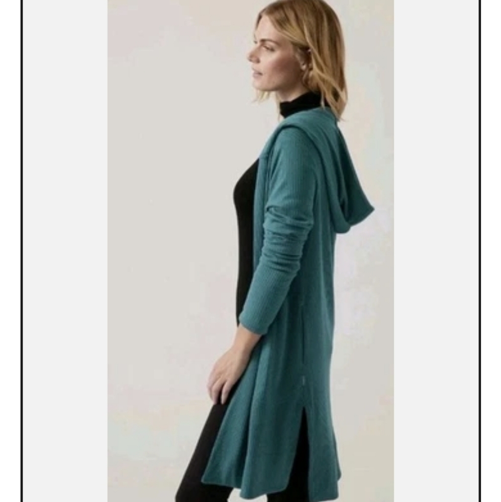 Athleta Harmony Pose Wrap Teal Cardigan Hooded XXS